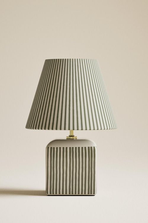 Joshua Ceramic Striped Rechargeable Table Lamp