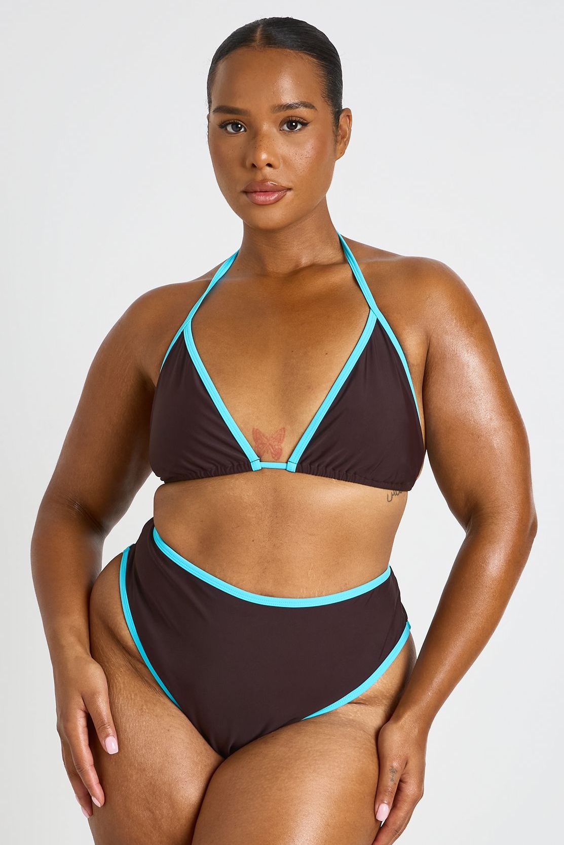 Plus Contrast Traingle &amp;amp; High Waist Bikini