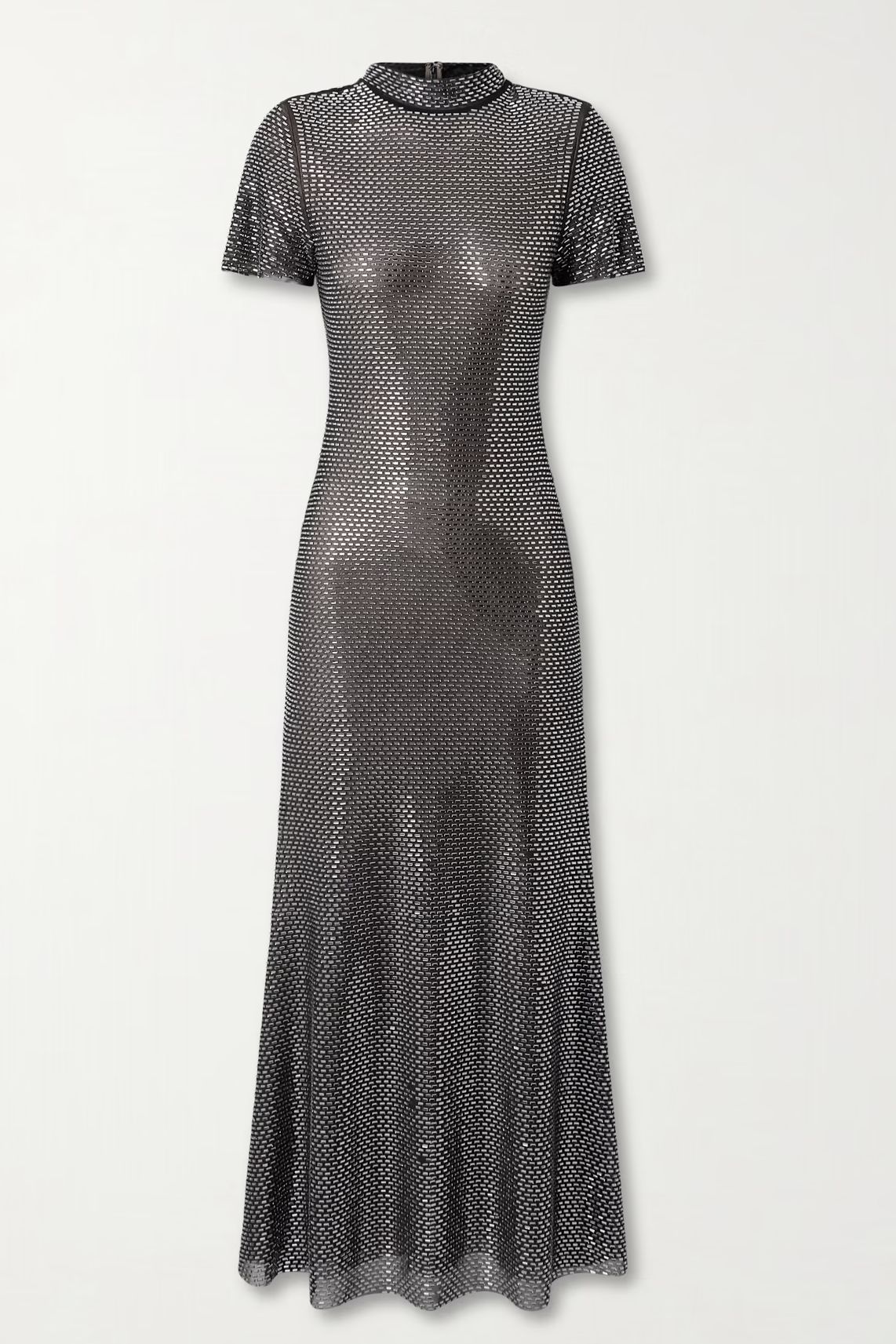 Self-Portrait crystal-embellished mesh midi dress