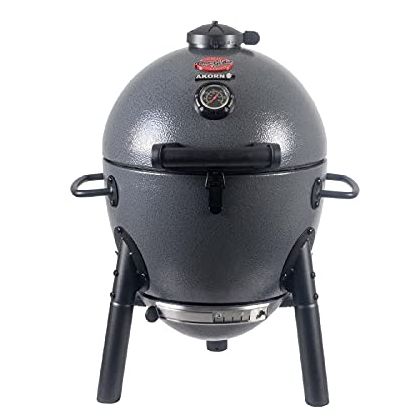 Char-Griller&amp;reg; Akorn&amp;reg; Jr. Portable Kamado Charcoal Grill and Smoker With Cast Iron Grates and Locking Lid With 155 Cooking Square Inches in Ash, Model E86714