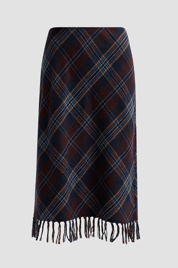 D&amp;Ocirc;EN, Elowette Knotted Fringe Midi Skirt