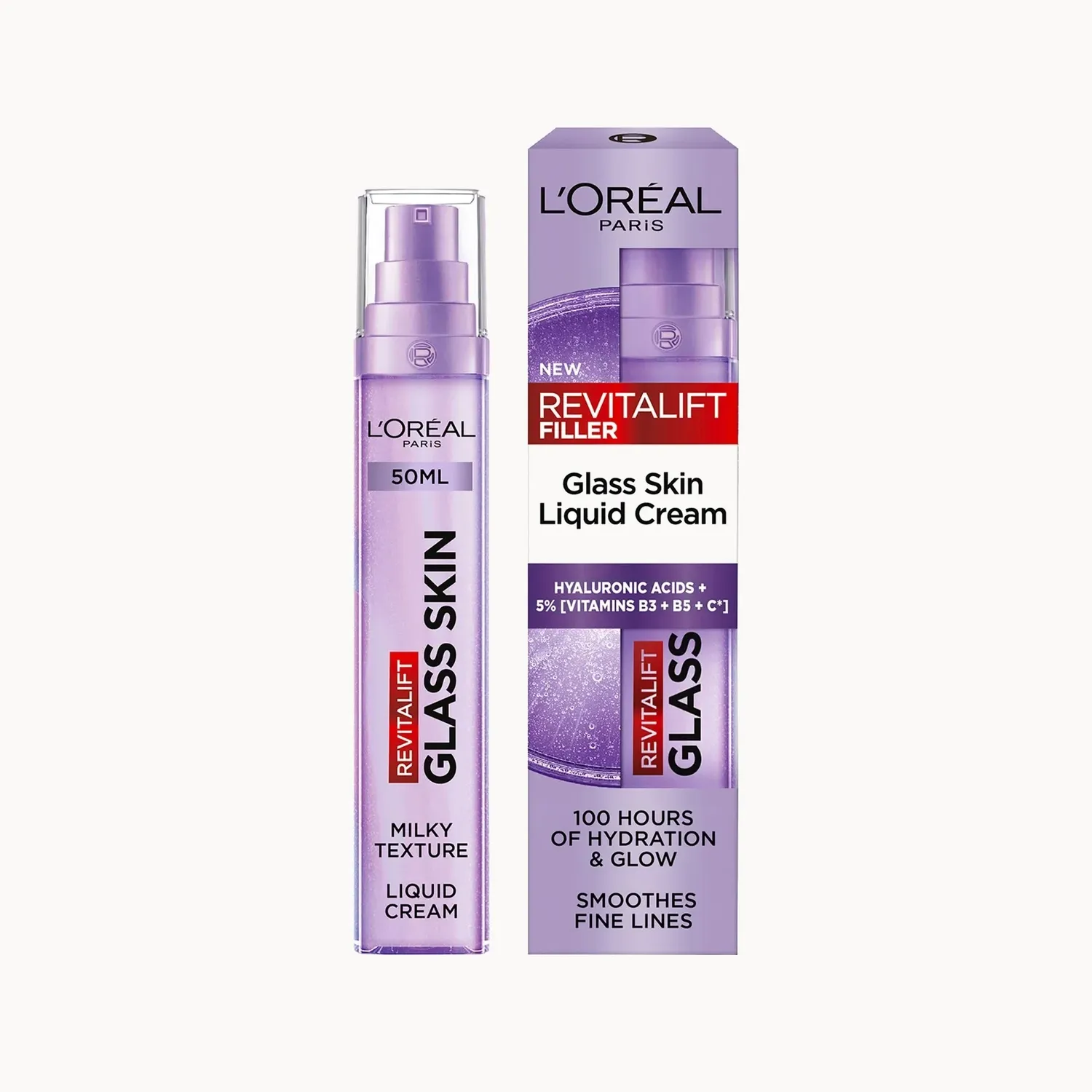L'or&amp;eacute;al Paris Revitalift Filler Glass Skin Liquid Cream Face Moisturiser, 50ml