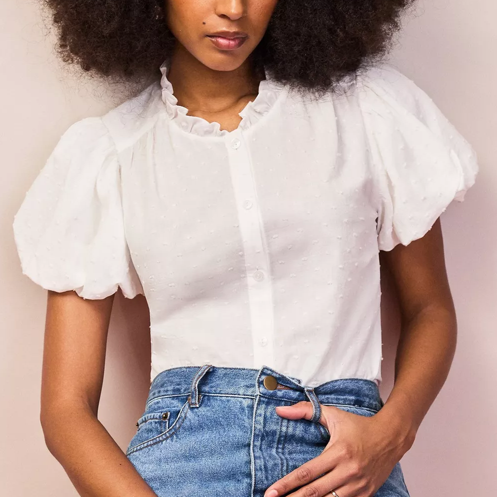 white puff sleeve shirt from Ro&amp;amp;Zo