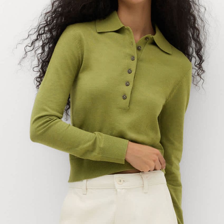 Collared Slim Jumper With Wool