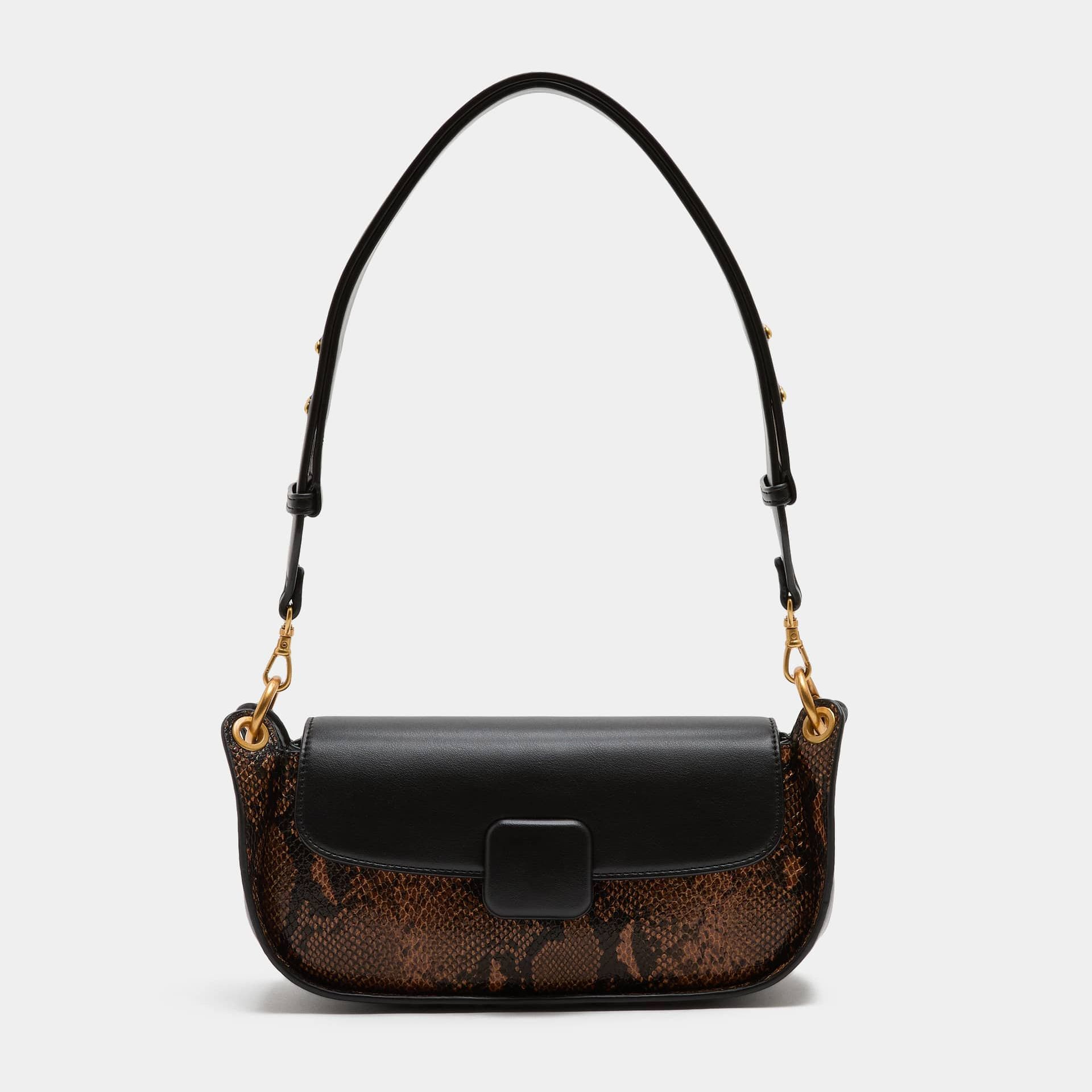 Snake Print Colour Block Shoulder Bag