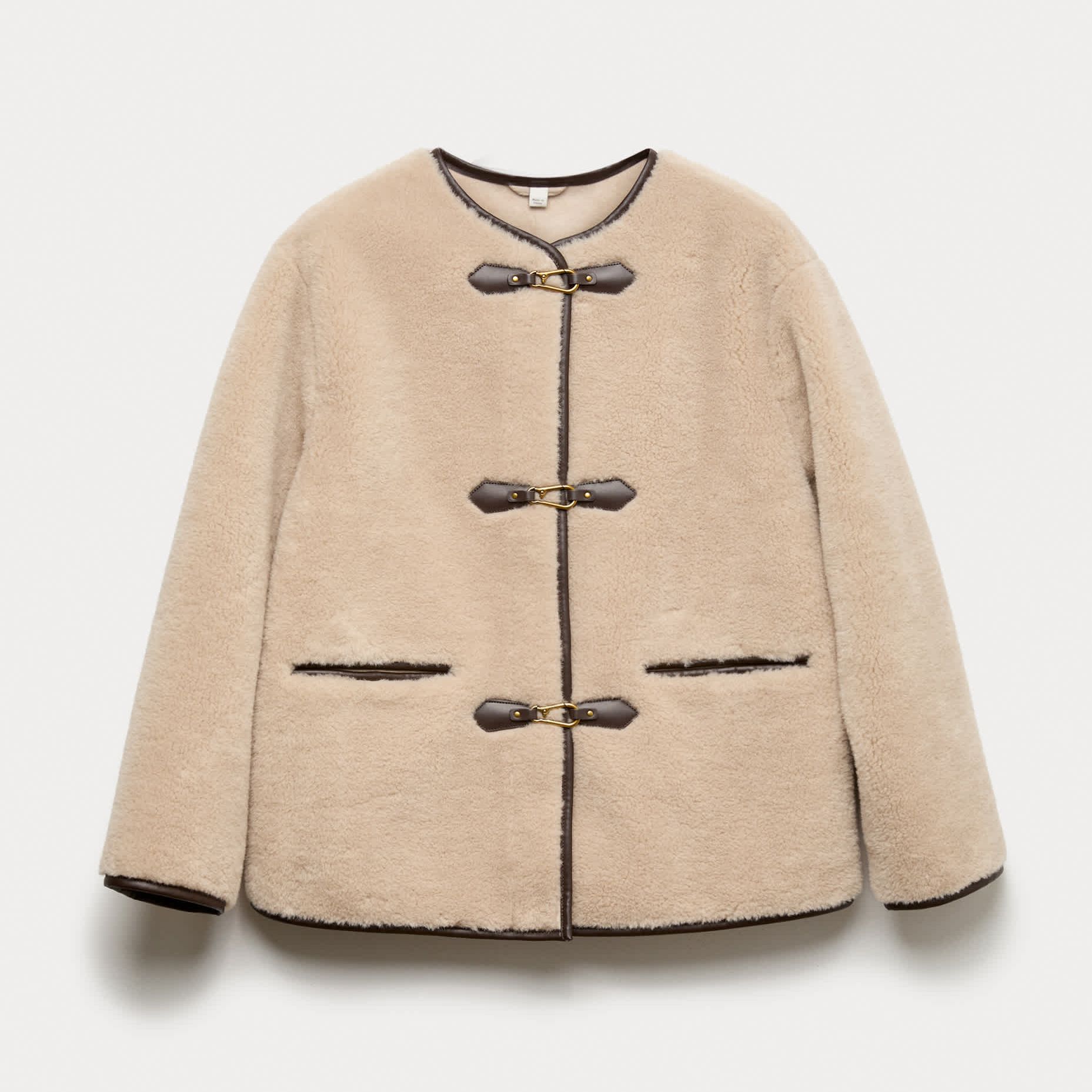 Faux Fur Buckle Trim Coat