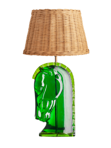 Whinny Table Lamp
in Green Resin with Empire Shade in Rattan