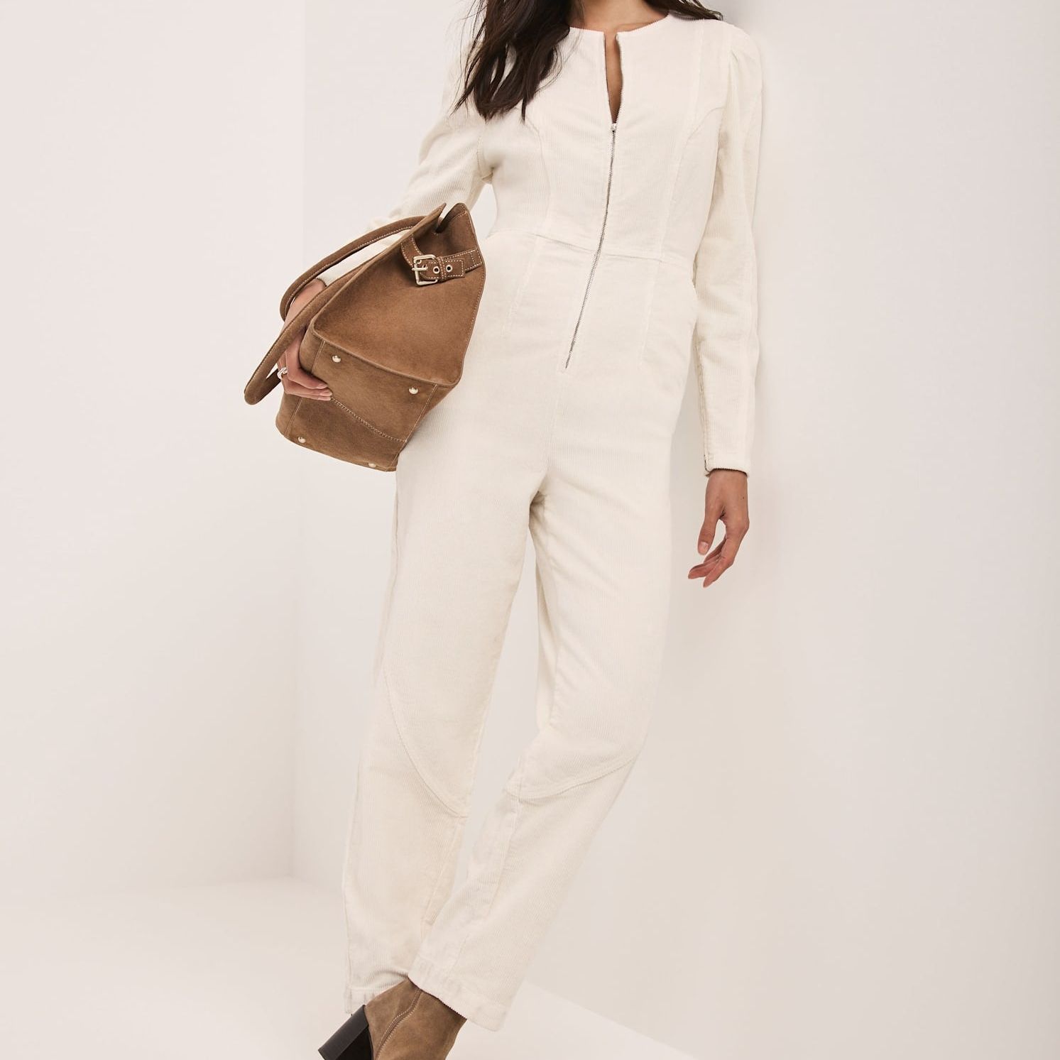 Cream Corduroy Jumpsuit