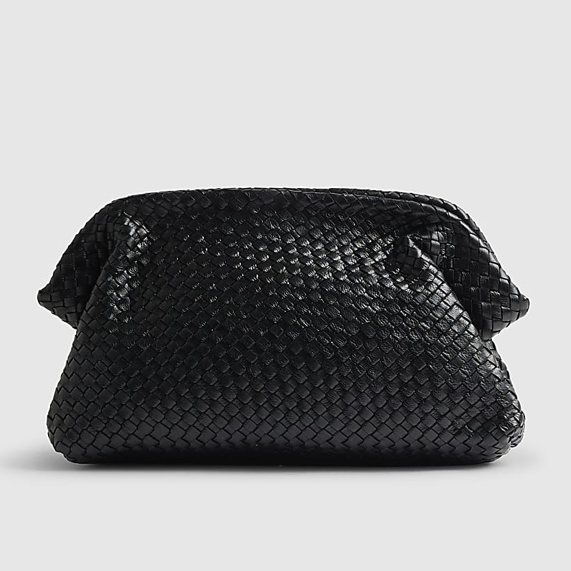 River Island black woven clutch bag