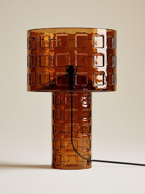 Double Layer Shade Glass Base Table Lamp