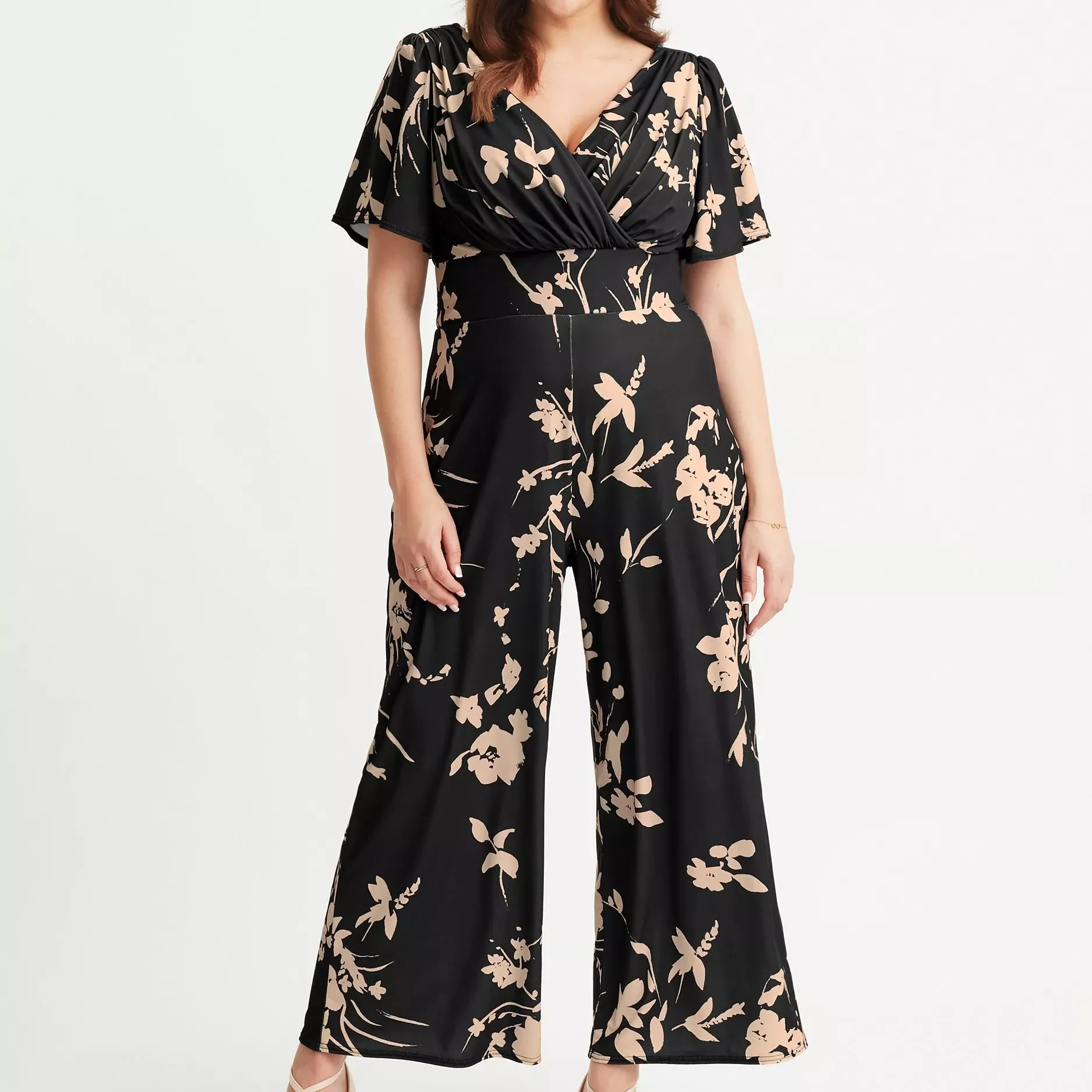 Scarlett &amp;amp; Jo Floral Jumpsuit, Black/cream