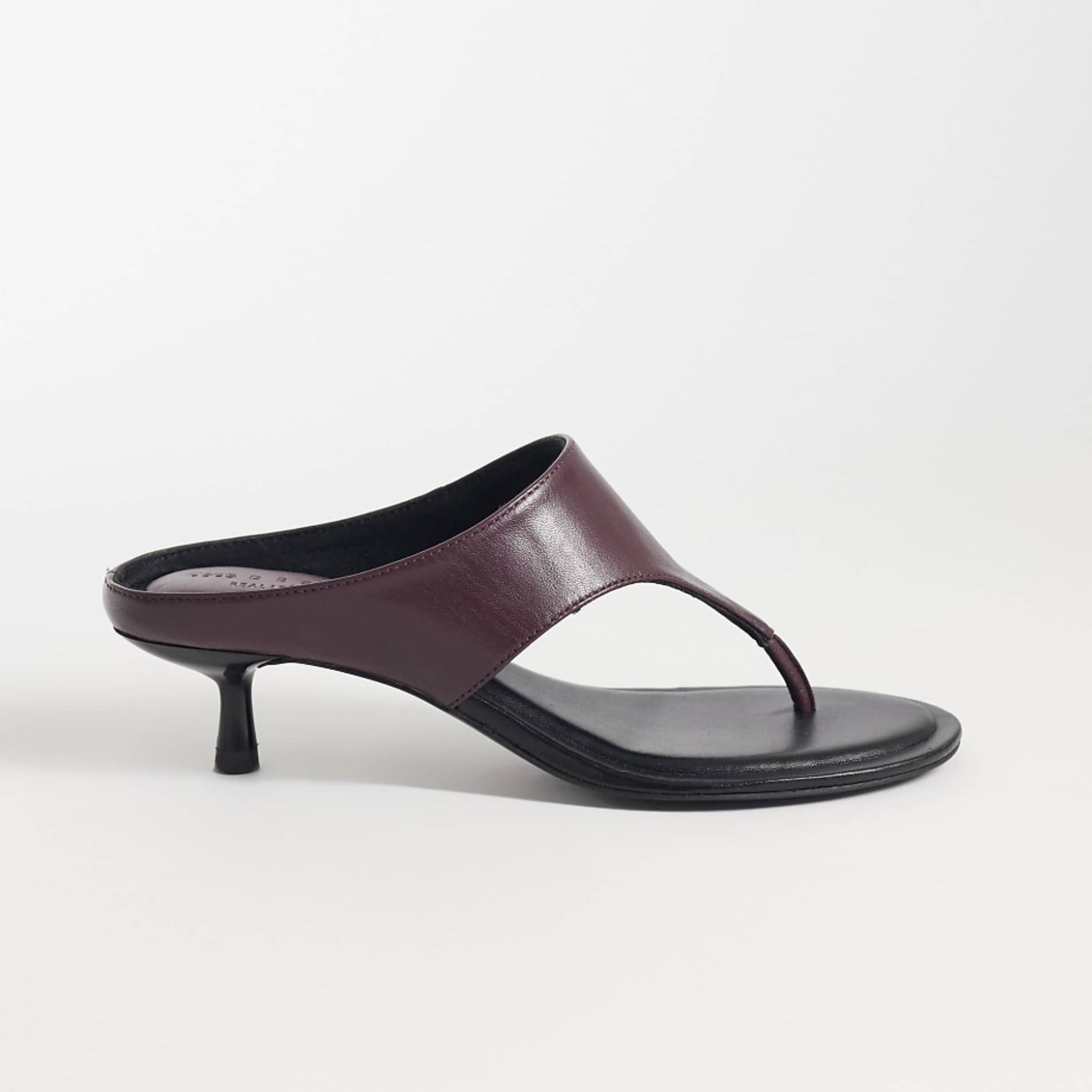 Asos Design Helix Premium Heeled Flip Flops in Burgundy Leather