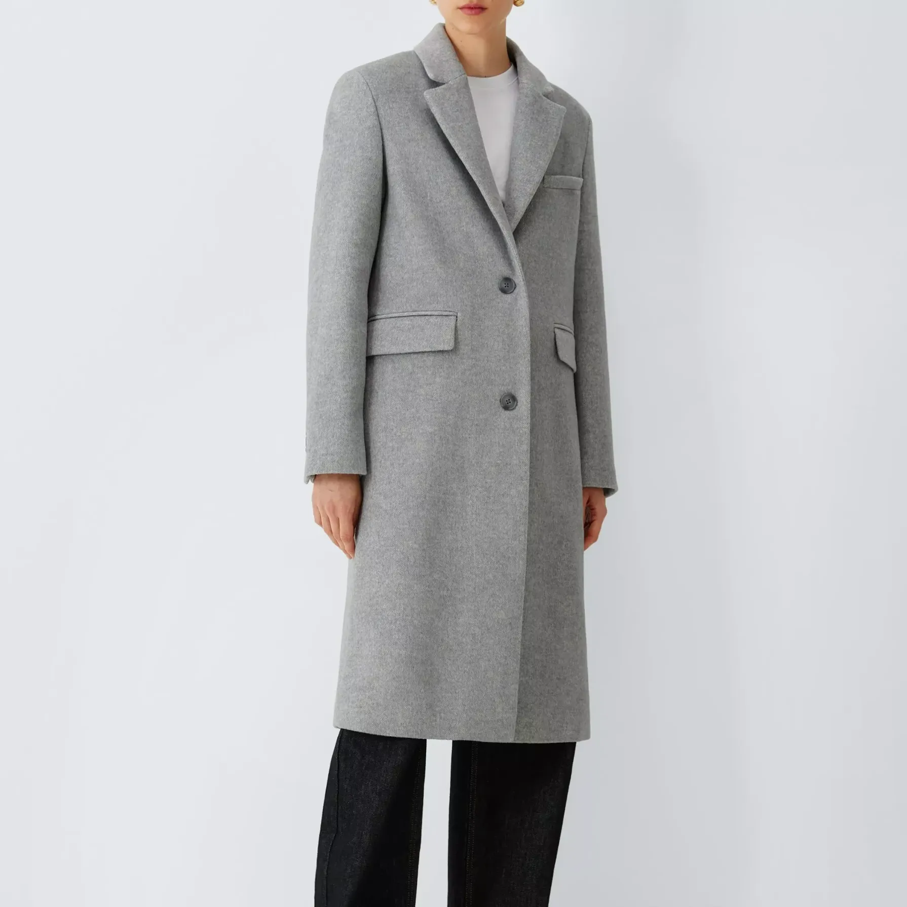 John Lewis Single Breasted Wool Blend Coat, Navy