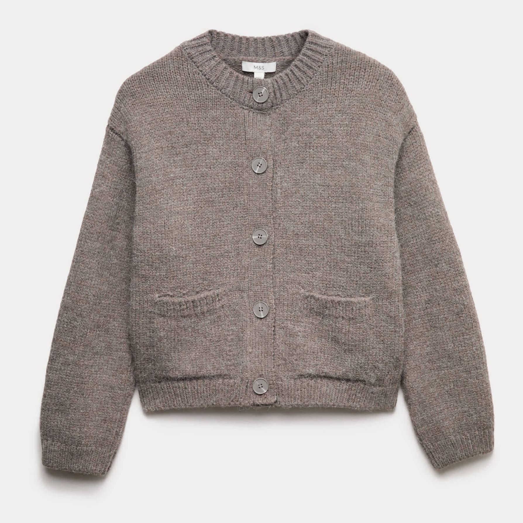 Crew Neck Pocket Detail Cardigan