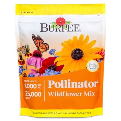 Burpee Wildflower 25,000 Bulk, 1 Bag, 18 Varieties of Non-Gmo Flower Seeds Pollinator Garden, Pollinator Mix
