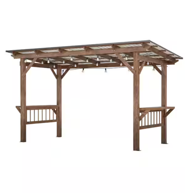 Home Depot, Thanddo 13 x 6.5 ft Brown Wooden Pergola