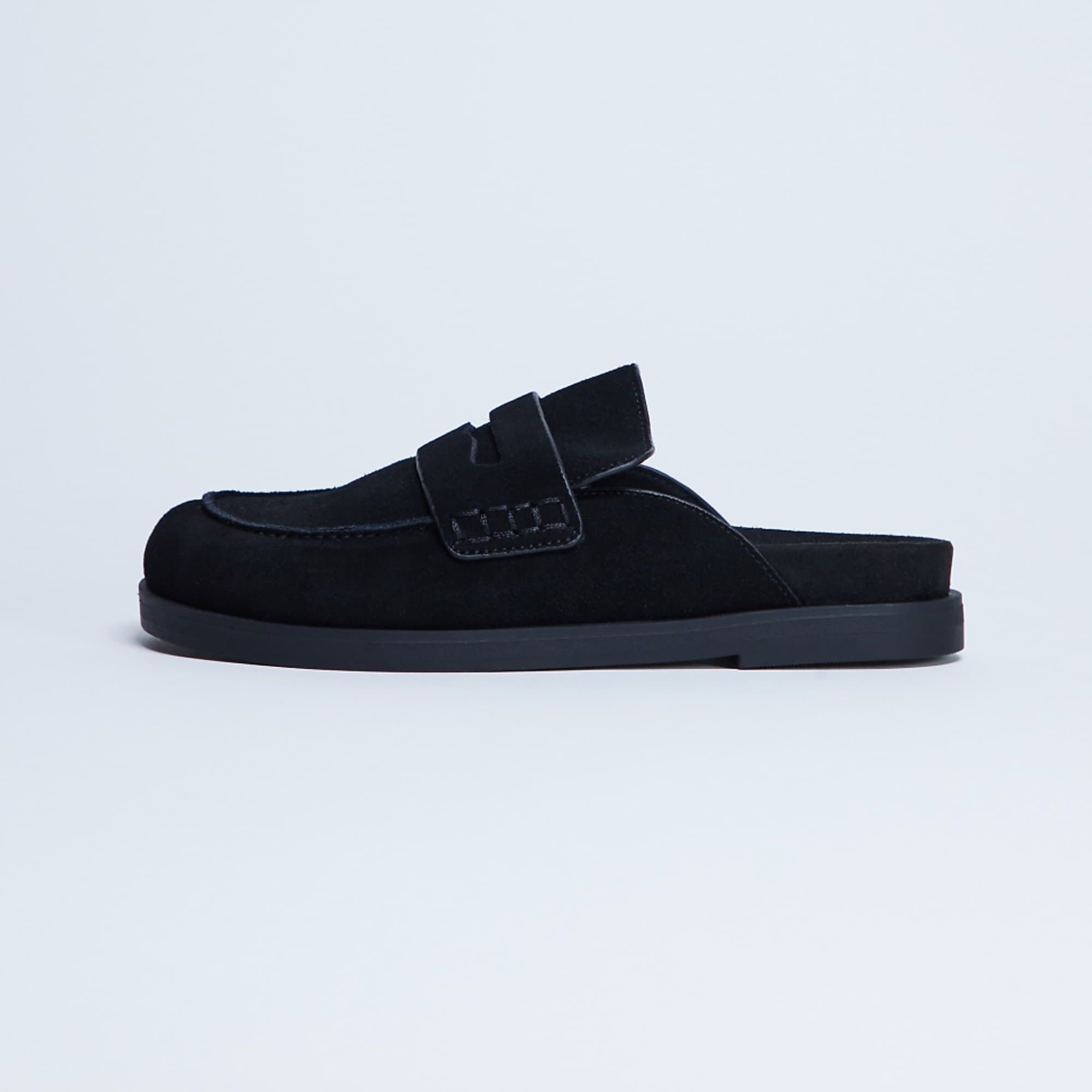 Topshop Addie Real Suede Mule Loafer in Black