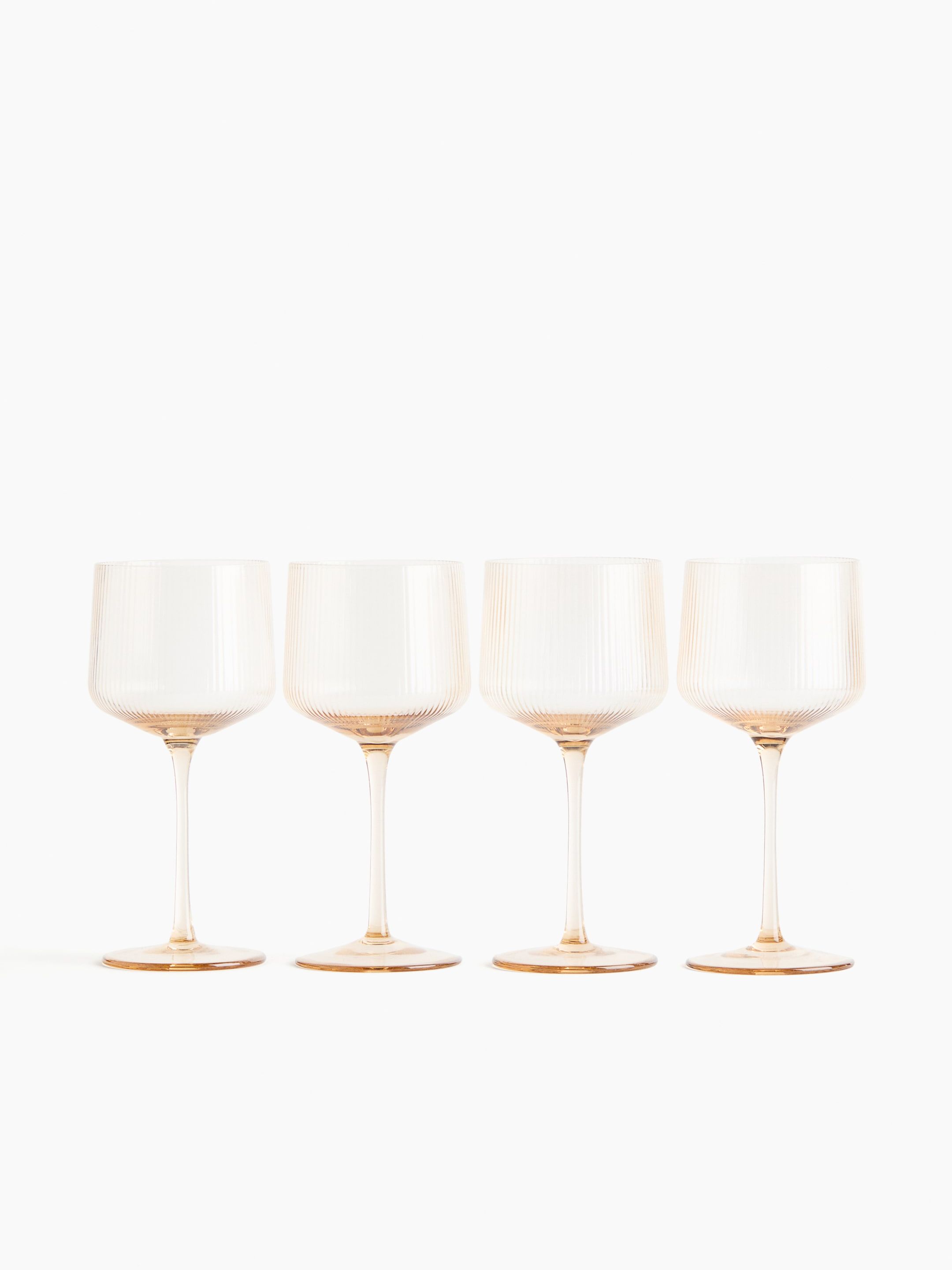 Fluted Wine Glasses, Set of 4