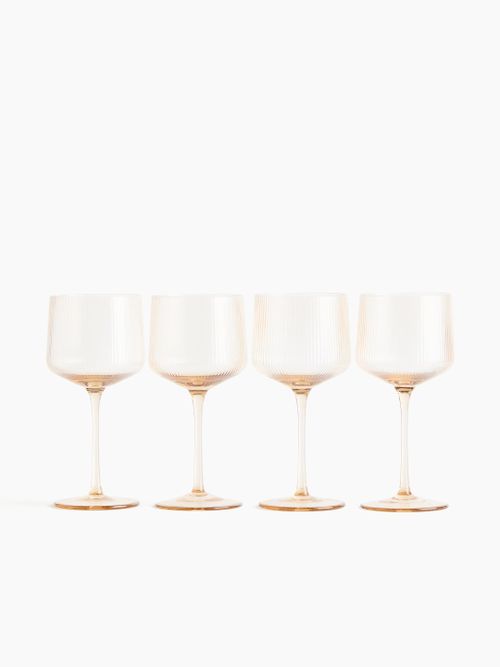 Fluted Wine Glasses, Set of 4
