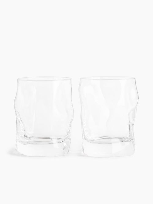 Low Irregular Tumbler Glasses, Set of 2