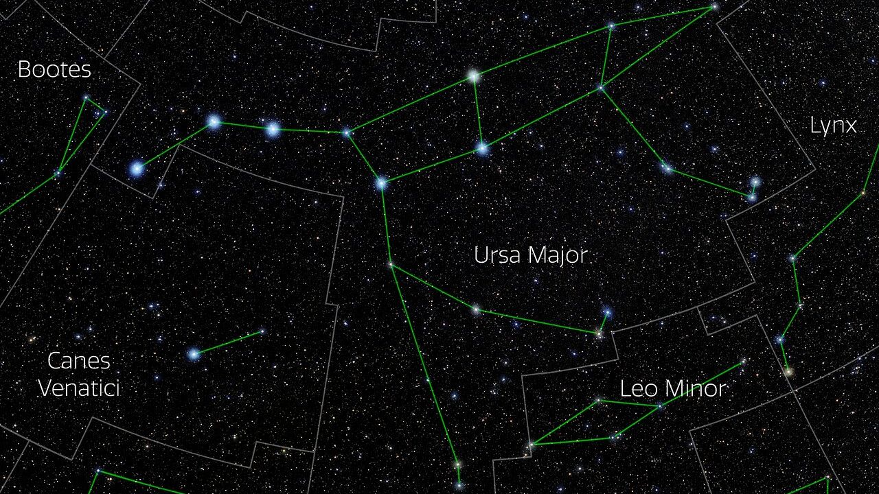 night sky map showing Ursa Major in the night sky