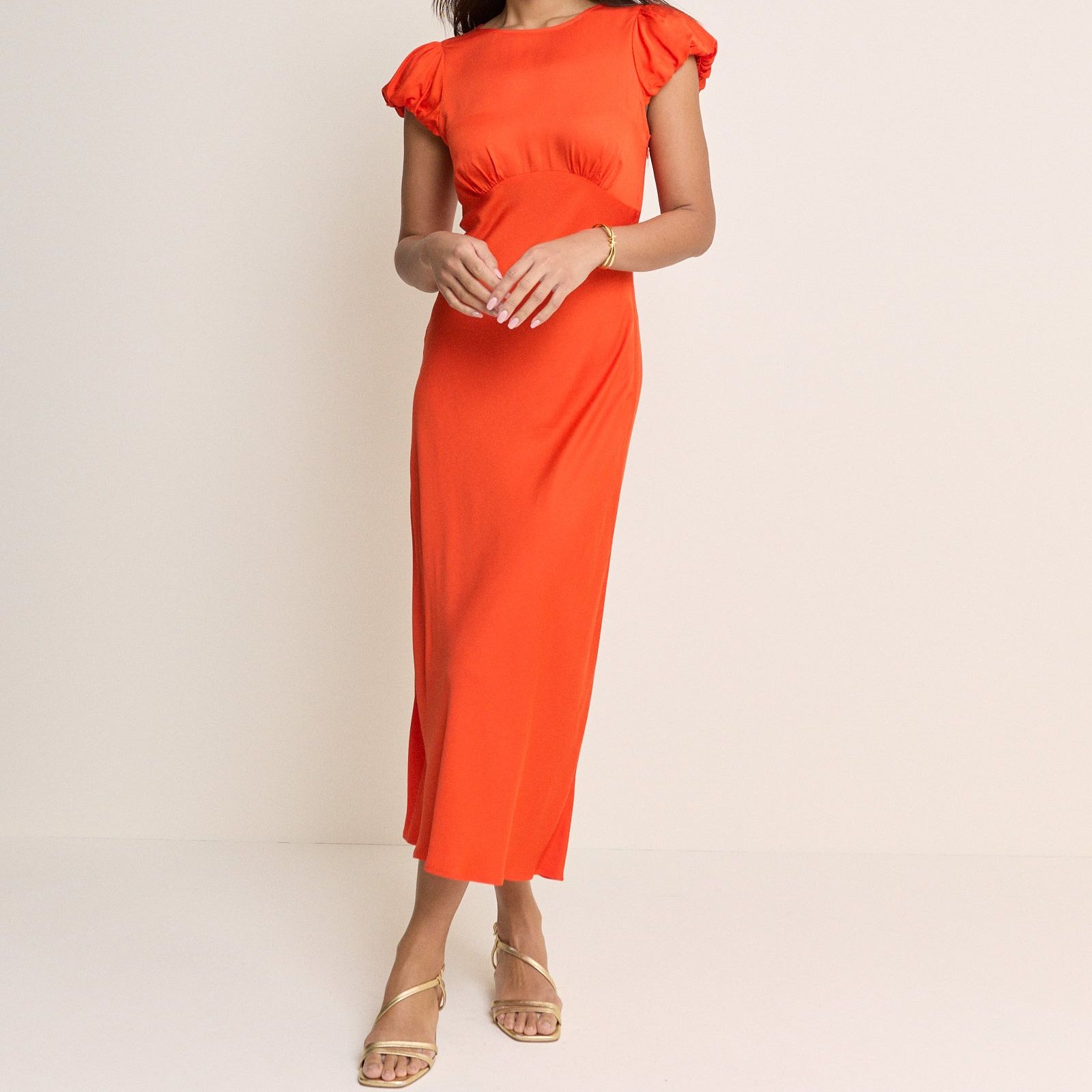 Orange Short Sleeve Willow Midi Dress