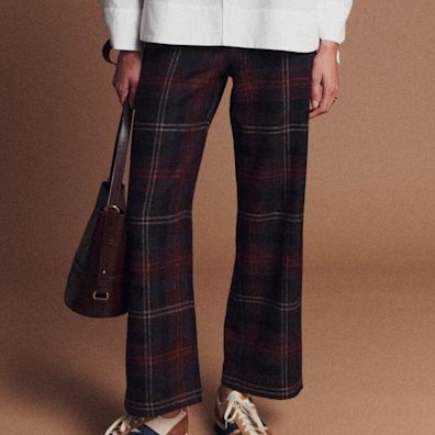 Fausto Trousers - Burgundy Red Tartan - Wool - S&amp;eacute;zane