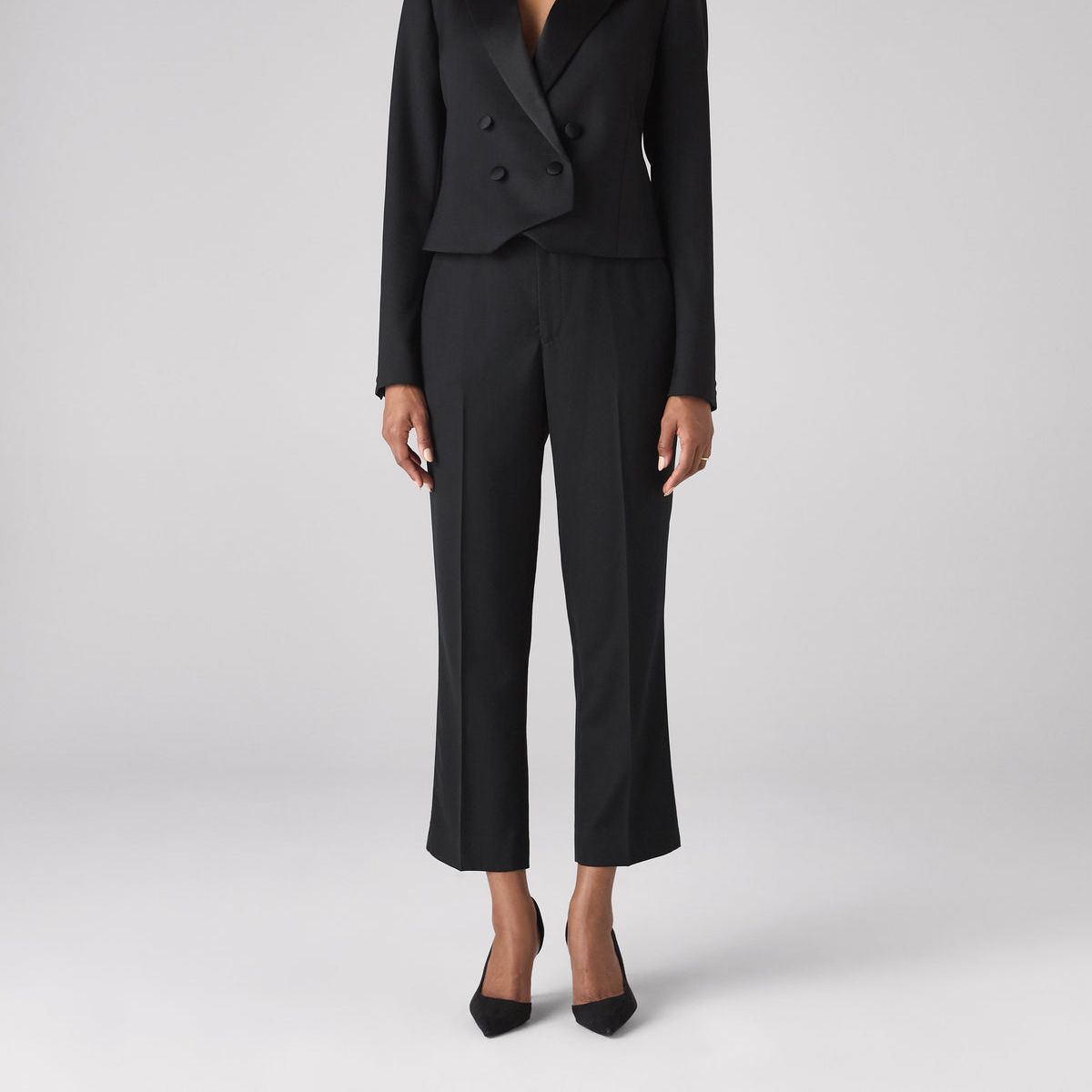 Regent Cigarette Trouser: Suiting Wool, Black