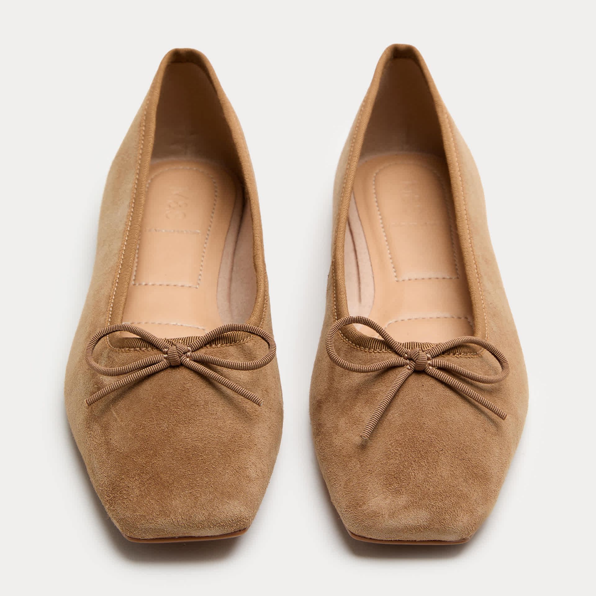 Suede Flat Square Toe Ballet Pumps