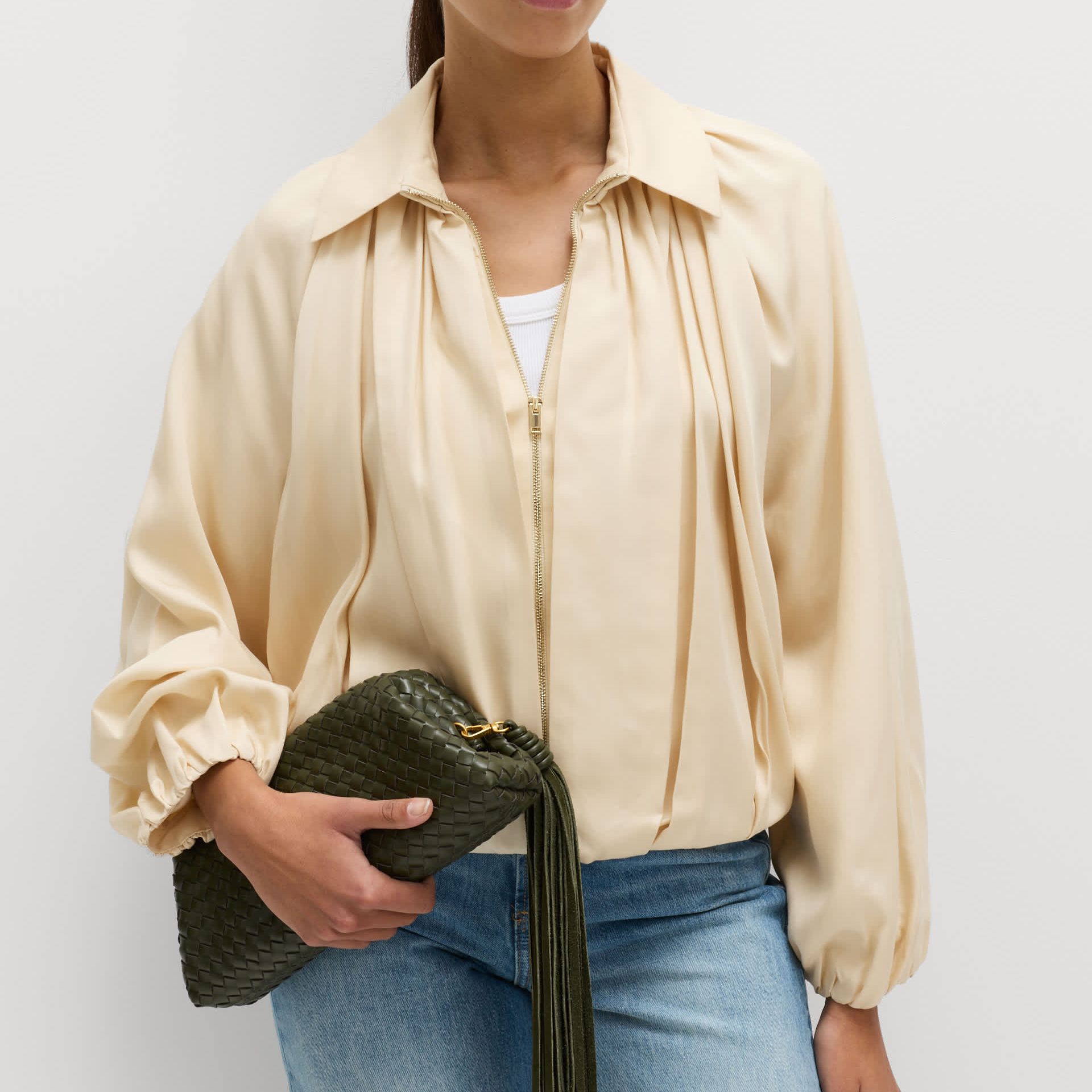 Pure Lycocell Pleated Bomber Jacket