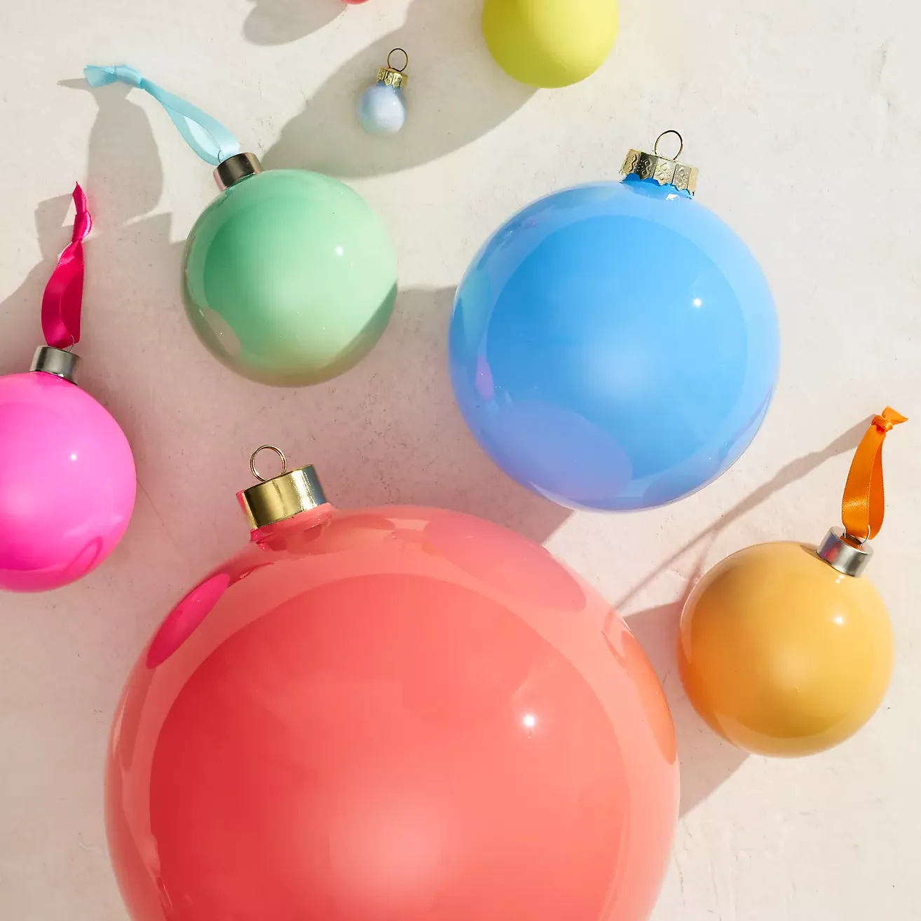 5&quot; Colorful Glass Bauble Ornaments, Set of 6