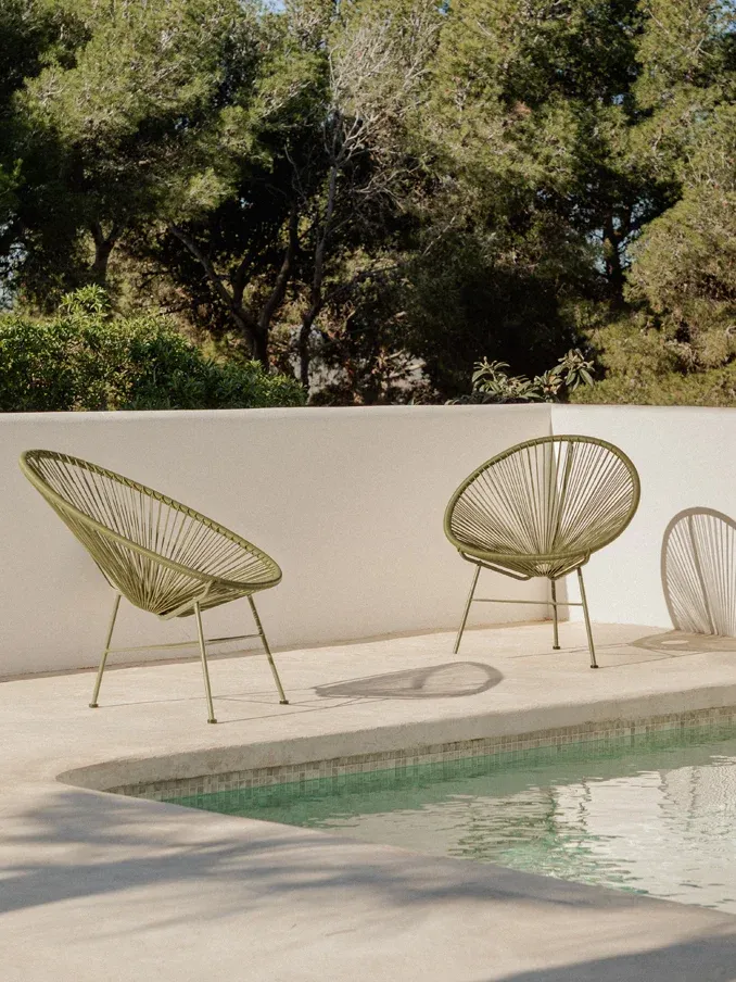 Sklum, Pack of 2 Garden Armchairs in Steel and Synthetic Rattan New Acapulco