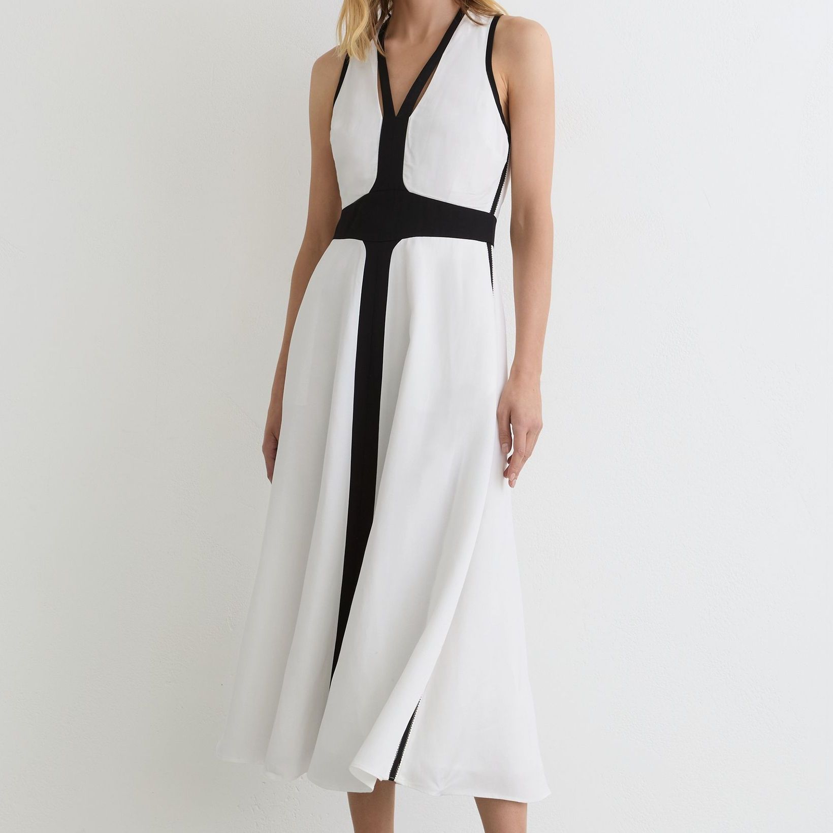 Reiss Contrast-Trim Cross-Back Midi