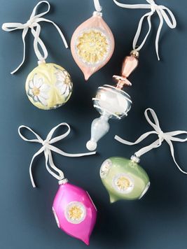 Boxed Vintage Milky Ornaments, Set of 5