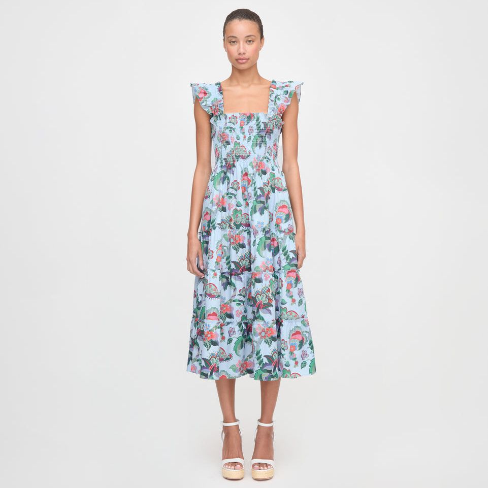 The Ellie Nap Dress - Light Blue Jungle Floral