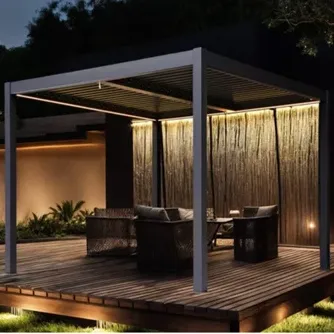 Outdoor Garden Patio Aluminium Pergola With Roof and Led Lighting