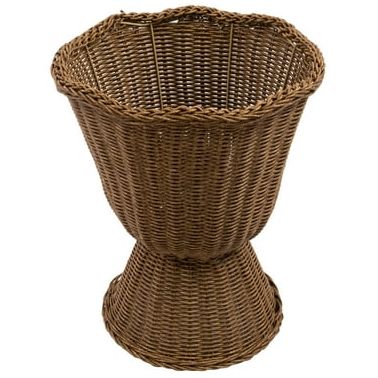 My Texas House 14 in Brown Woven Urn-Style Planter With Scalloped Rim and Transparent Inner Lining