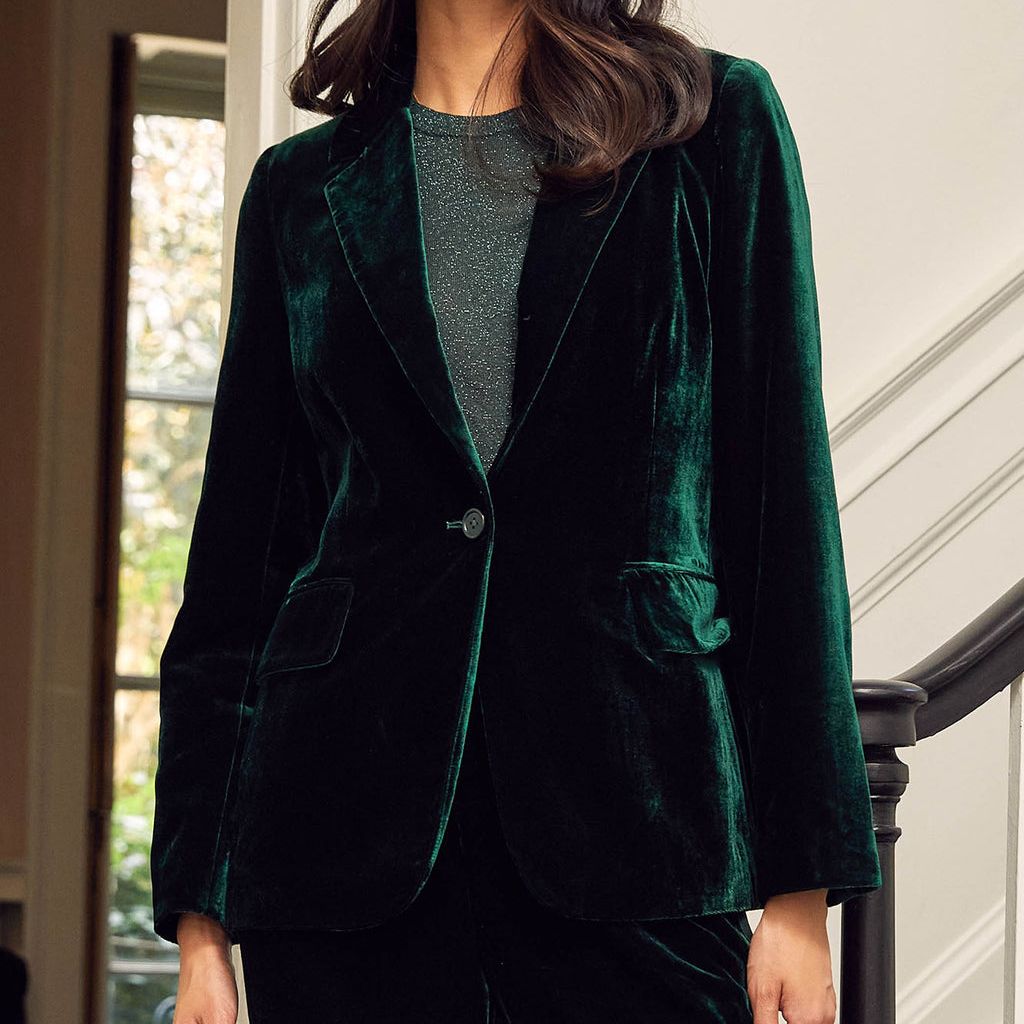 Asha Velvet Blazer | Emerald