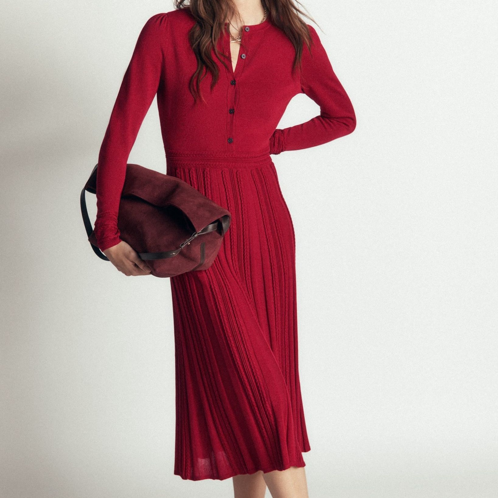 Boden Crimson Cable Stitch Knitted Dress