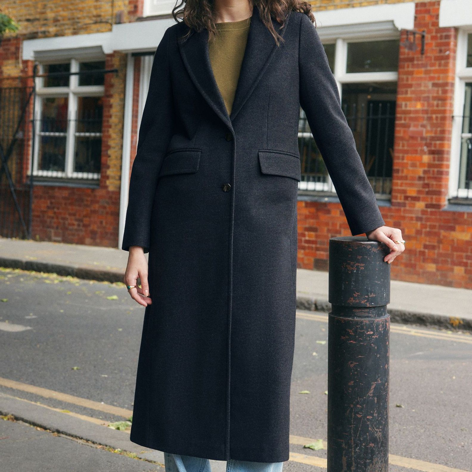 Navy Blue Revere Coat