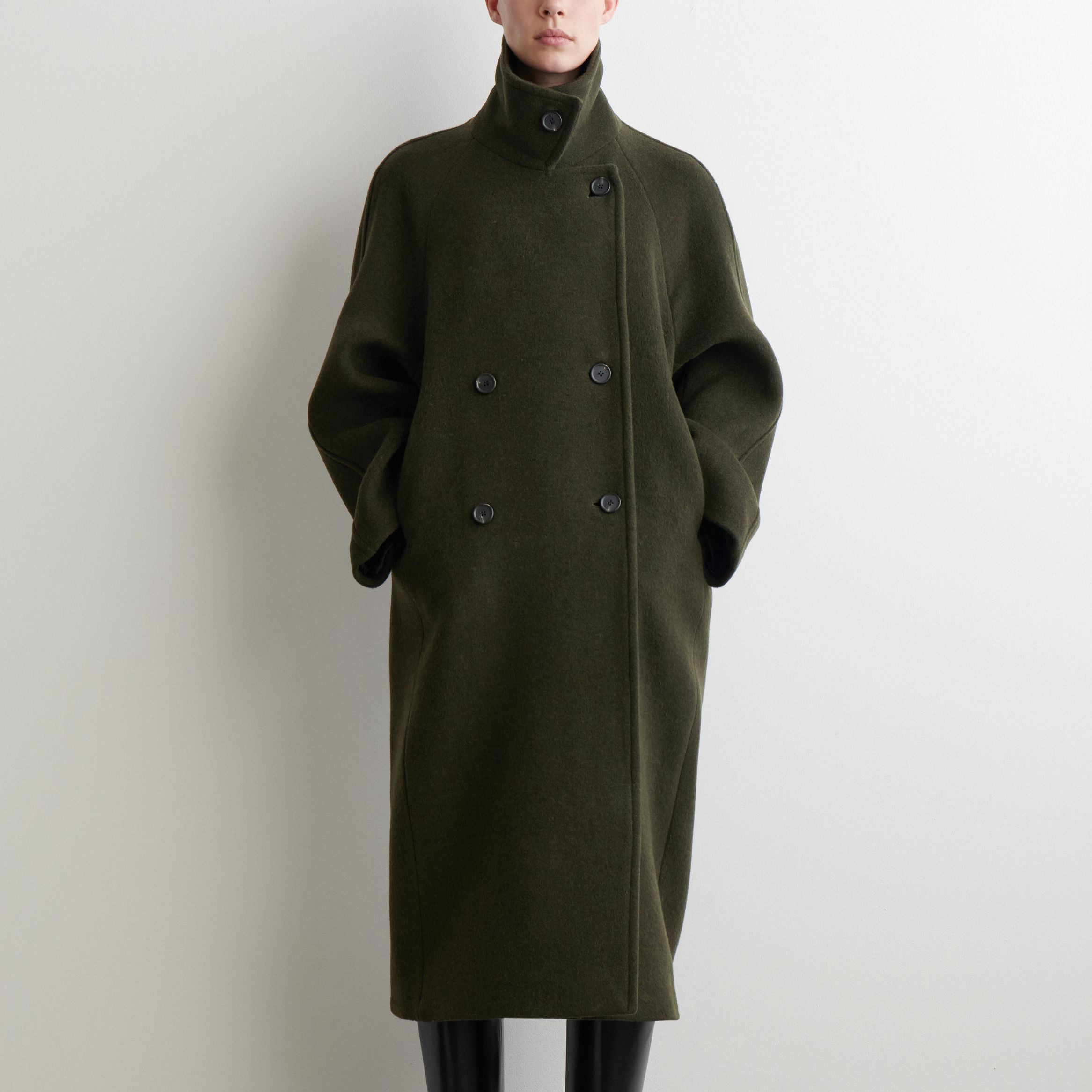 Oversized Double-Breasted Wool Long Coat