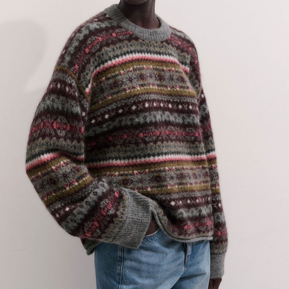 ME+EM Grey Fair Isle Relaxed Jumper