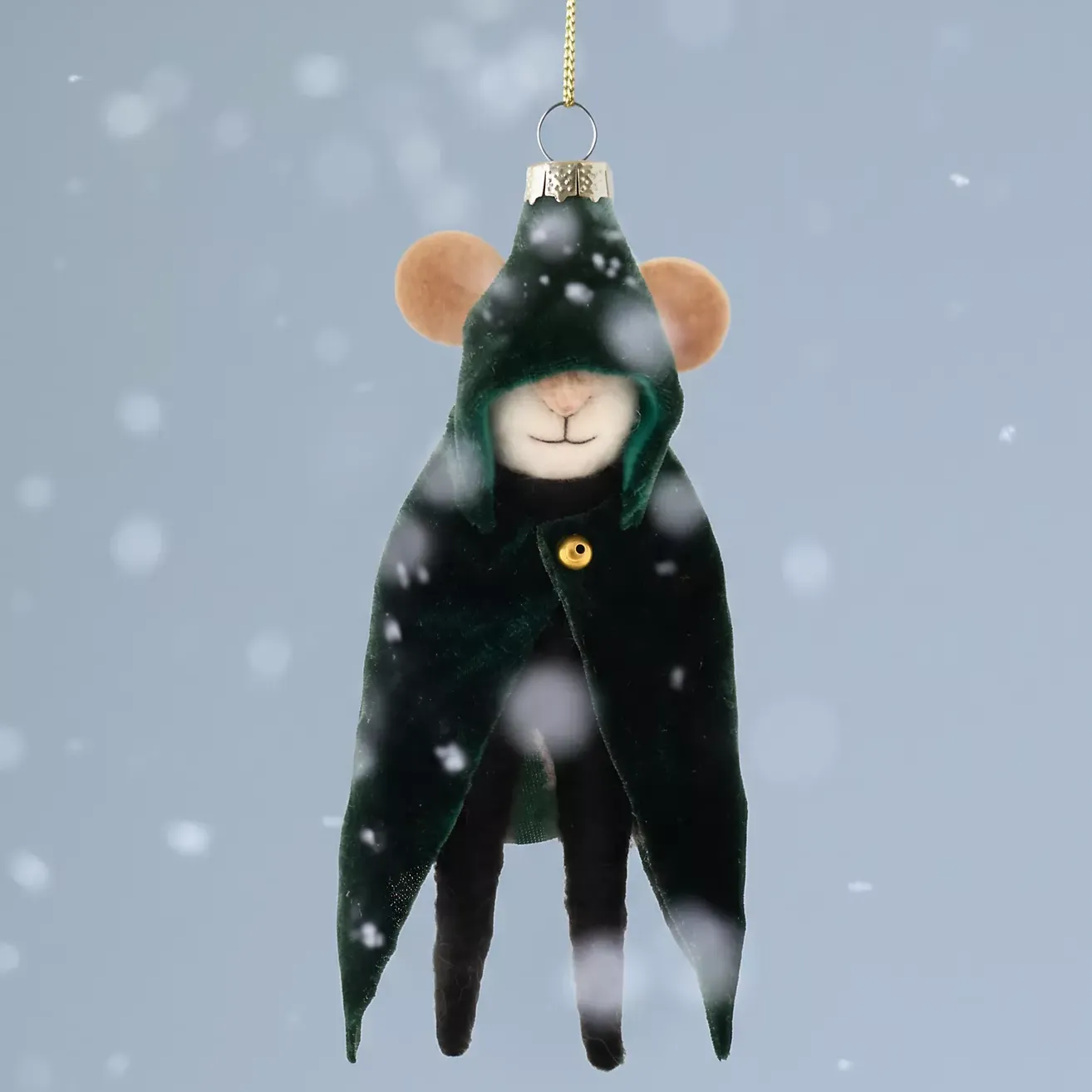 Cloaked Mouse Red Felt Ornament
