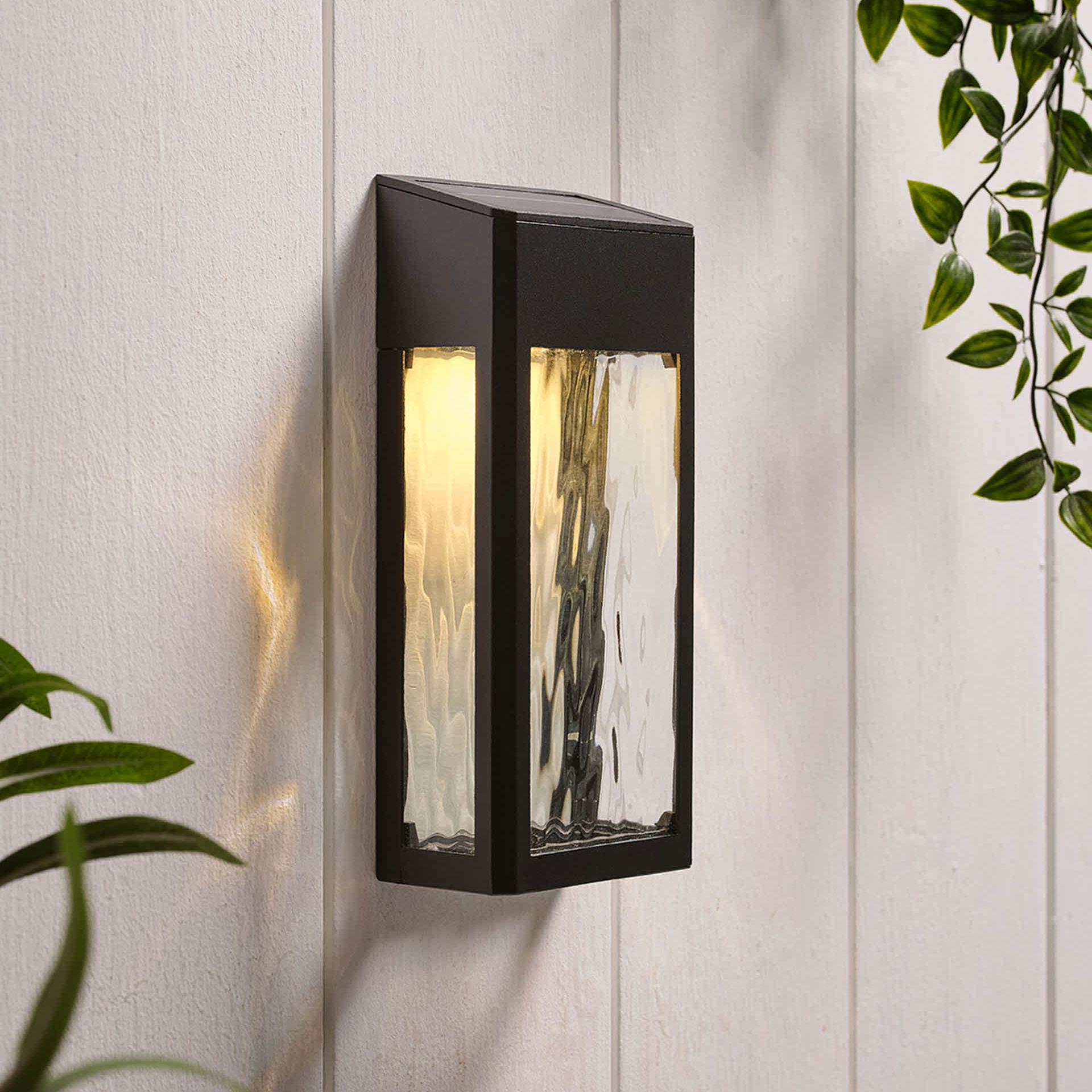 black Solar Wall Light