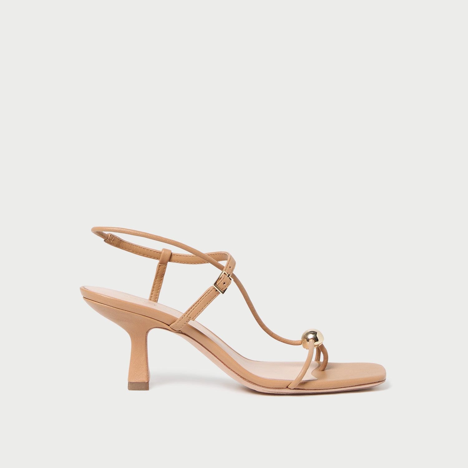 Triana Dune Leather Mid-Heel Sandal - Dune / 5