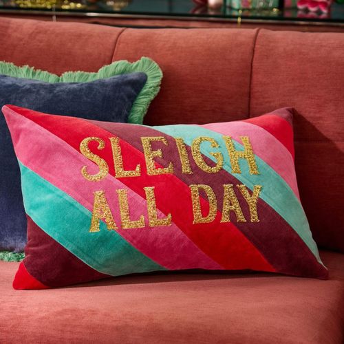 Bright Christmas Sleigh Slogan Cushion