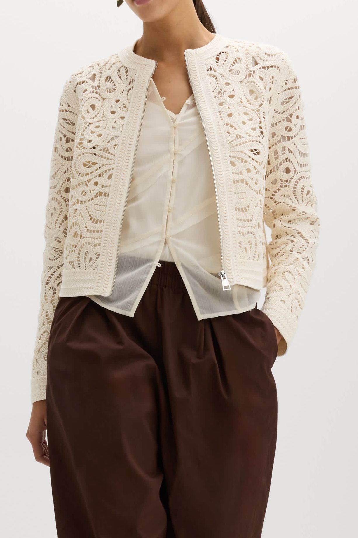 Cotton Rich Textured Cropped Knitted Jacket