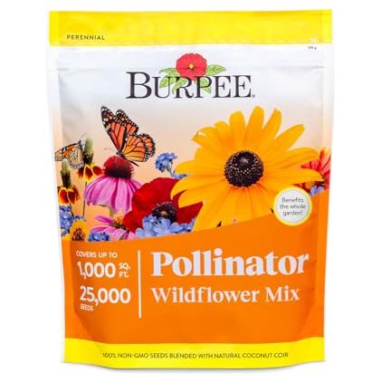 Burpee Wildflower 25,000 Bulk, 1 Bag, 18 Varieties of Non-Gmo Flower Seeds Pollinator Garden, Pollinator Mix