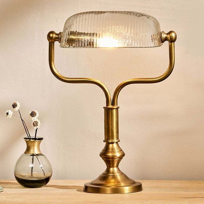Ulani Vintage Desk Lamp - One Size / Antique Brass &amp; Clear Glass