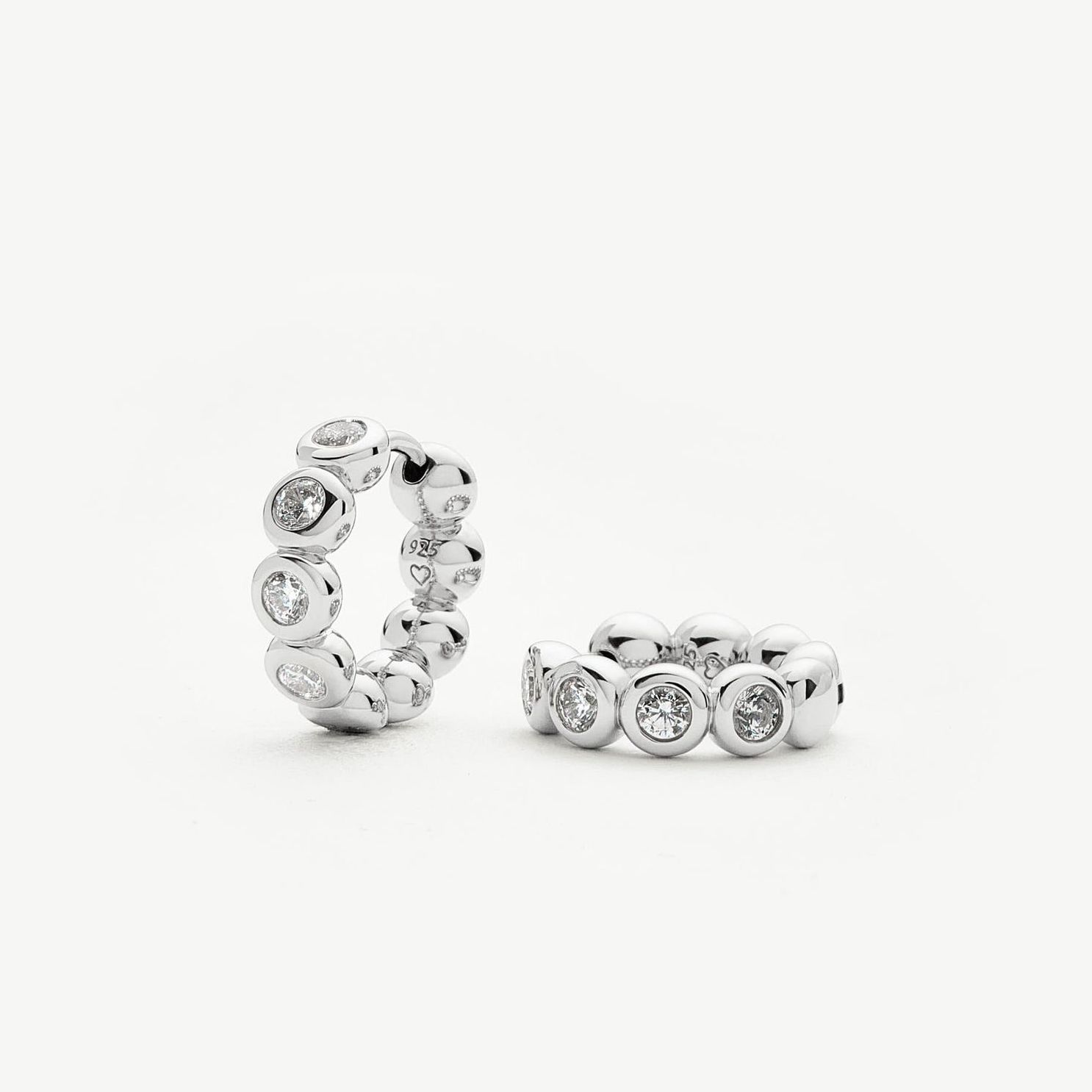 Tennis Small Hoop Earrings | Sterling Silver Cubic Zirconia - Sterling Silver/cubic Zirconia
